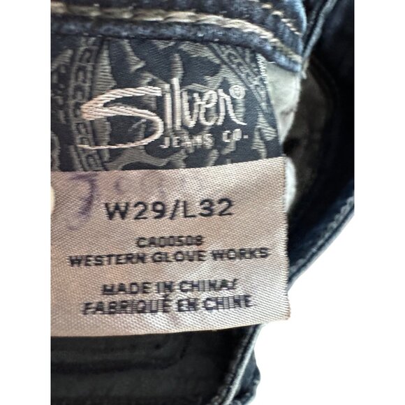 Silver Jeans Co. Suki Surplus Bootcut Jeans W29/L32 Distressed Design Dark Wash - Picture 4 of 7
